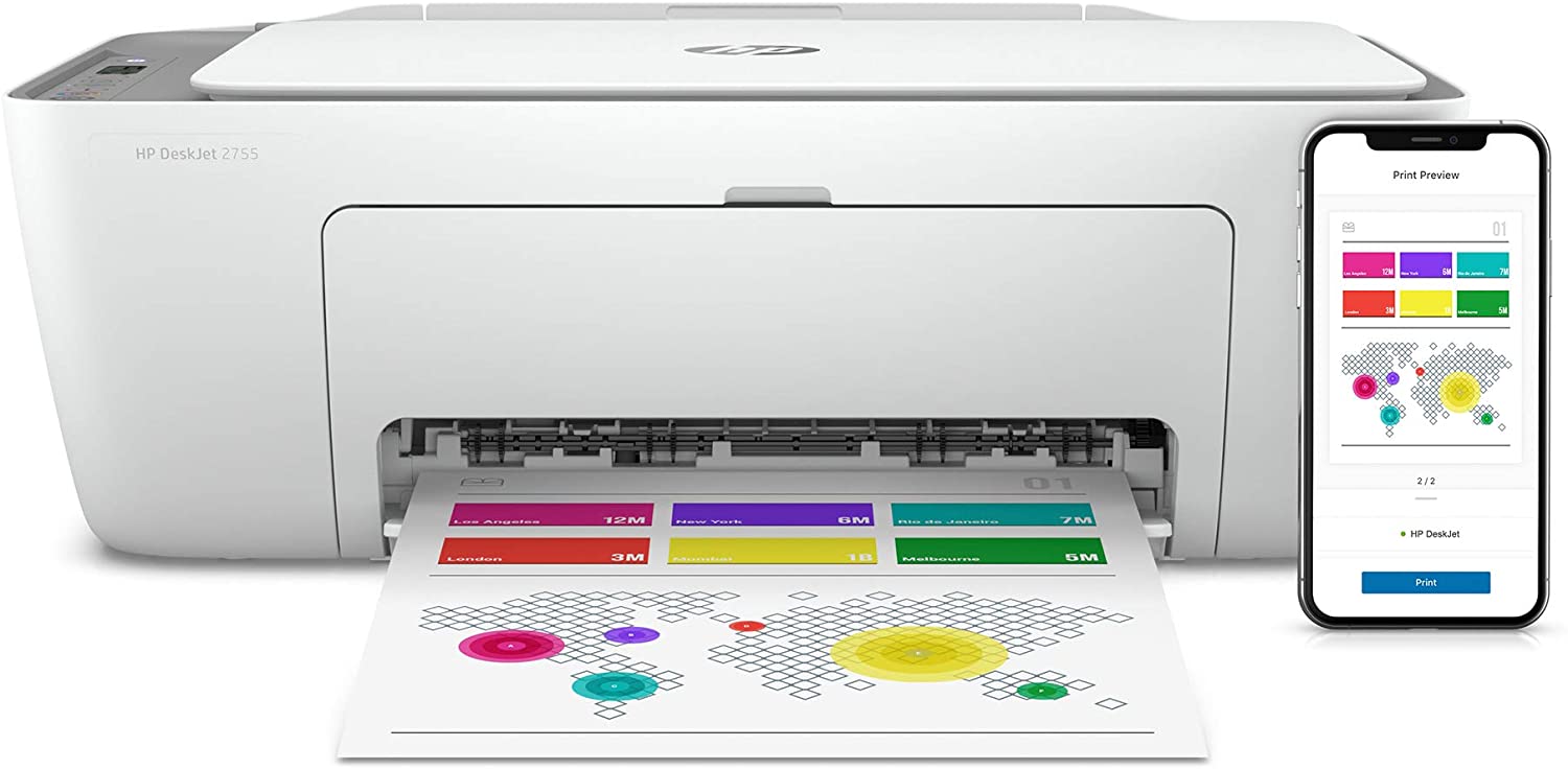 HP DeskJet 2755 Wireless All-in-One Printer, Mobile Print, Scan & Copy, HP Instant Ink Ready, Works with Alexa (3XV17A) HP DeskJet 2755 Wireless All-in-One Printer, Mobile Print, Scan & Copy, HP Instant Ink Ready, Works with Alexa (3XV17A)